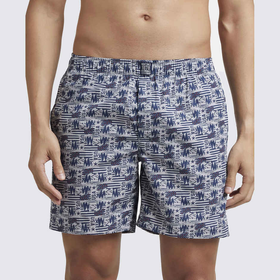 Jockey US57 Men's Super Combed Cotton Woven Printed Underwear Boxer|Side Pocket|PO2 | Multi Colour-L