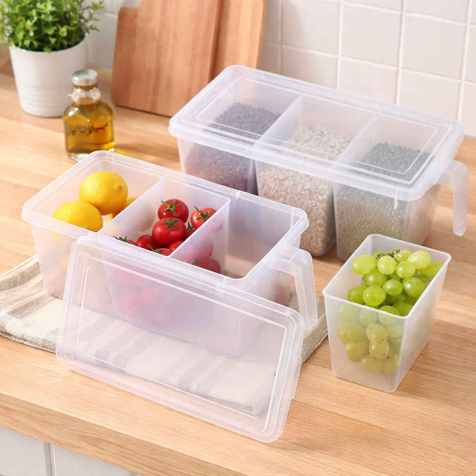 Zedak Clear Food Storage Containers with Dividers - Smart Kitchen Organizer - 1 pc