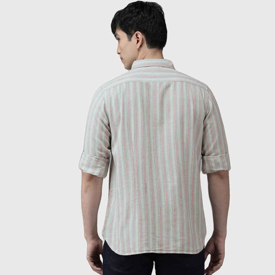 The Bear House Men Slim Fit Striped Casual Shirt Style-Jose Color - Multicolor Size - S