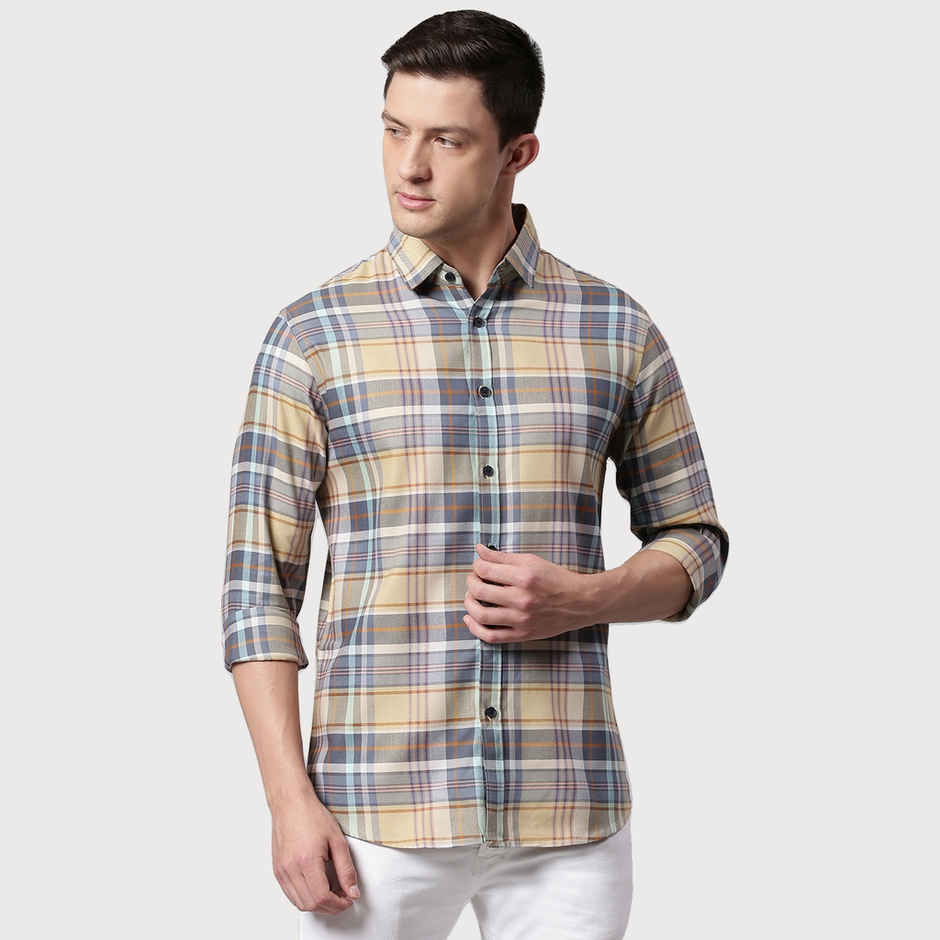 Dennis Lingo Men's Slim Fit Polycotton Casual Shirt | Orange | XL