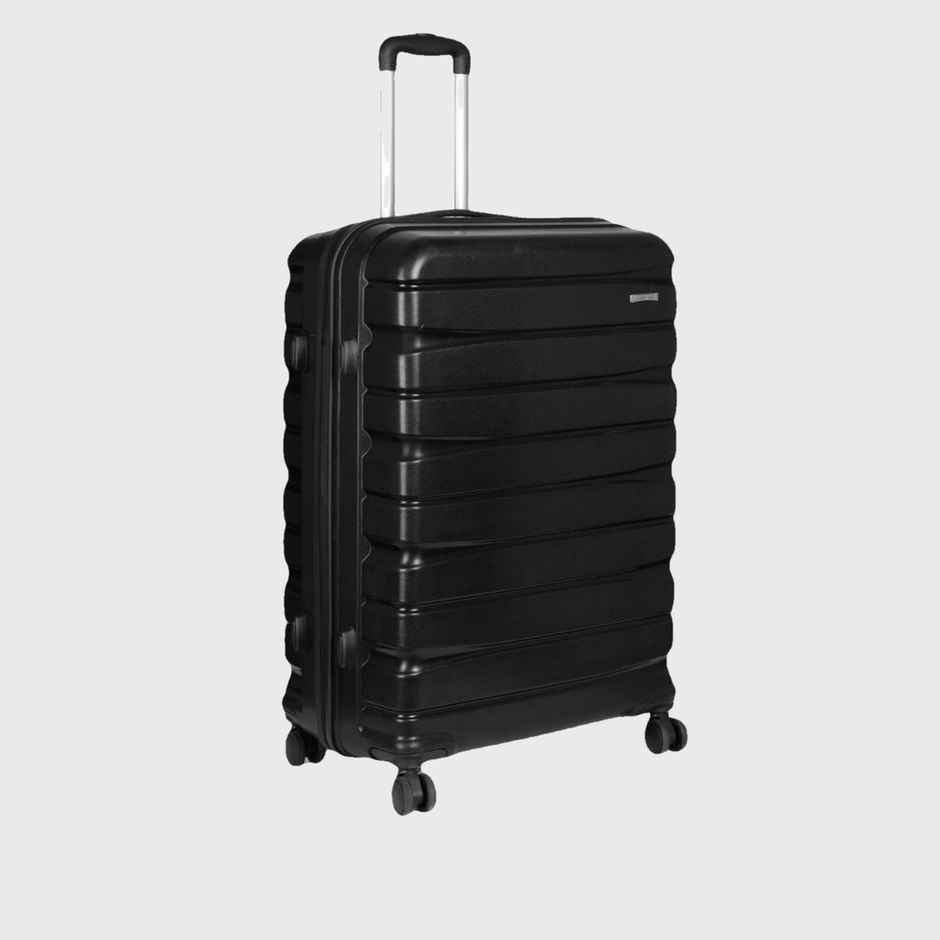 Teakwood Textured Polycarbonate 182.3 L Retractable Hard Luggage Trolley Bag | Black - S, M, and L