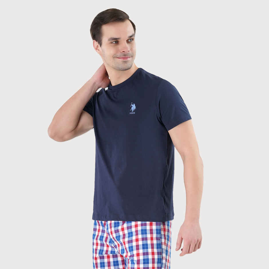 U.S. Polo Assn. Men's Crew Neck Embroidered Logo Lounge T-Shirt | Navy - M