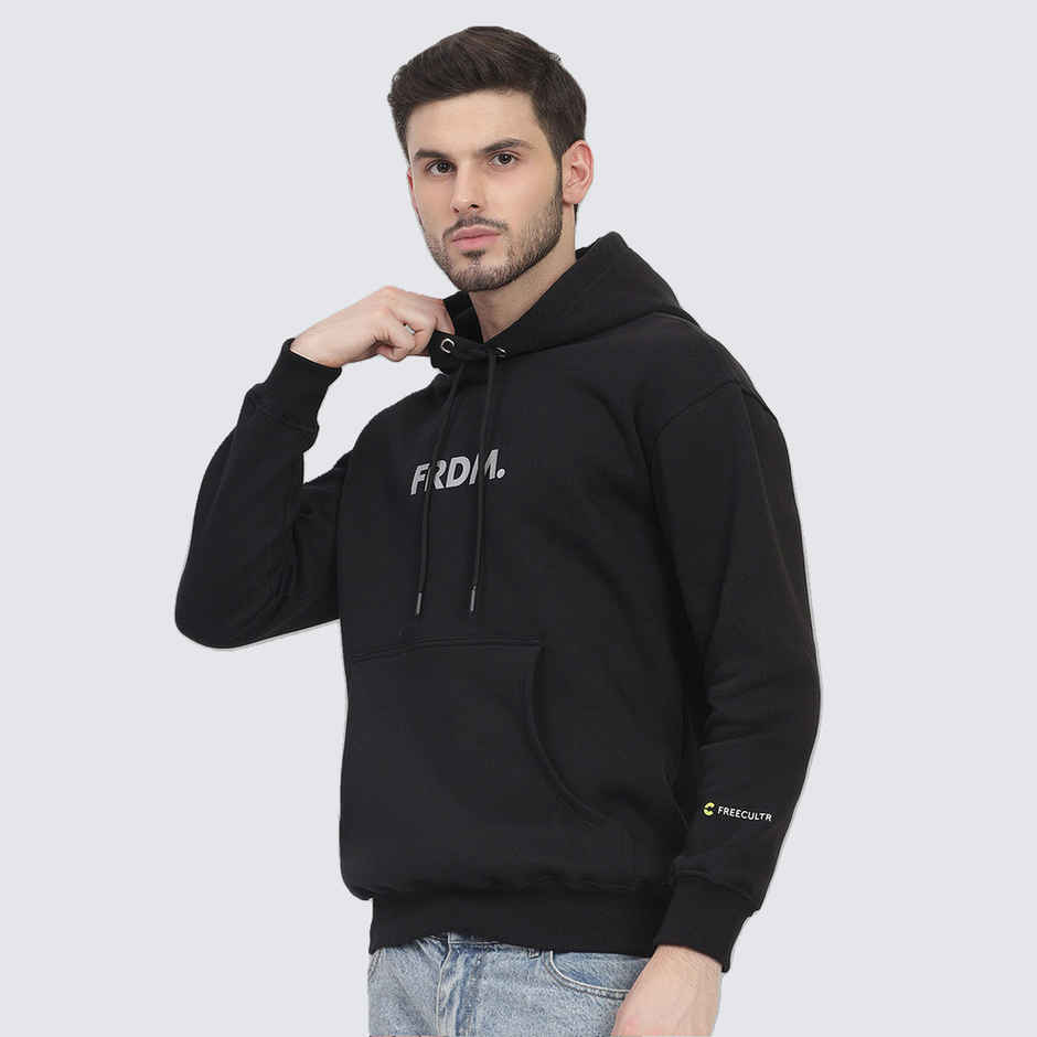 Freecultr Men's Frdm | Cotton Fleece | Relaxed Fit Hoodie Velvet Black - L