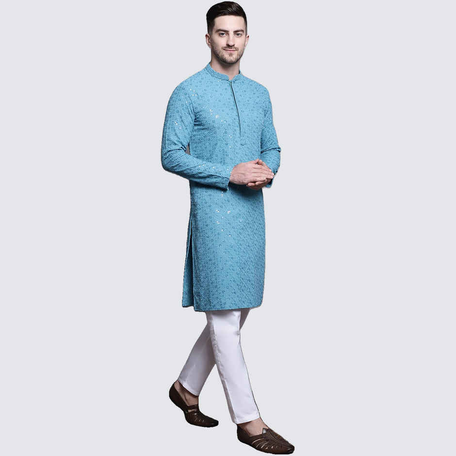 Jompers Men's Kurta | Ko 5006 | Blue - M