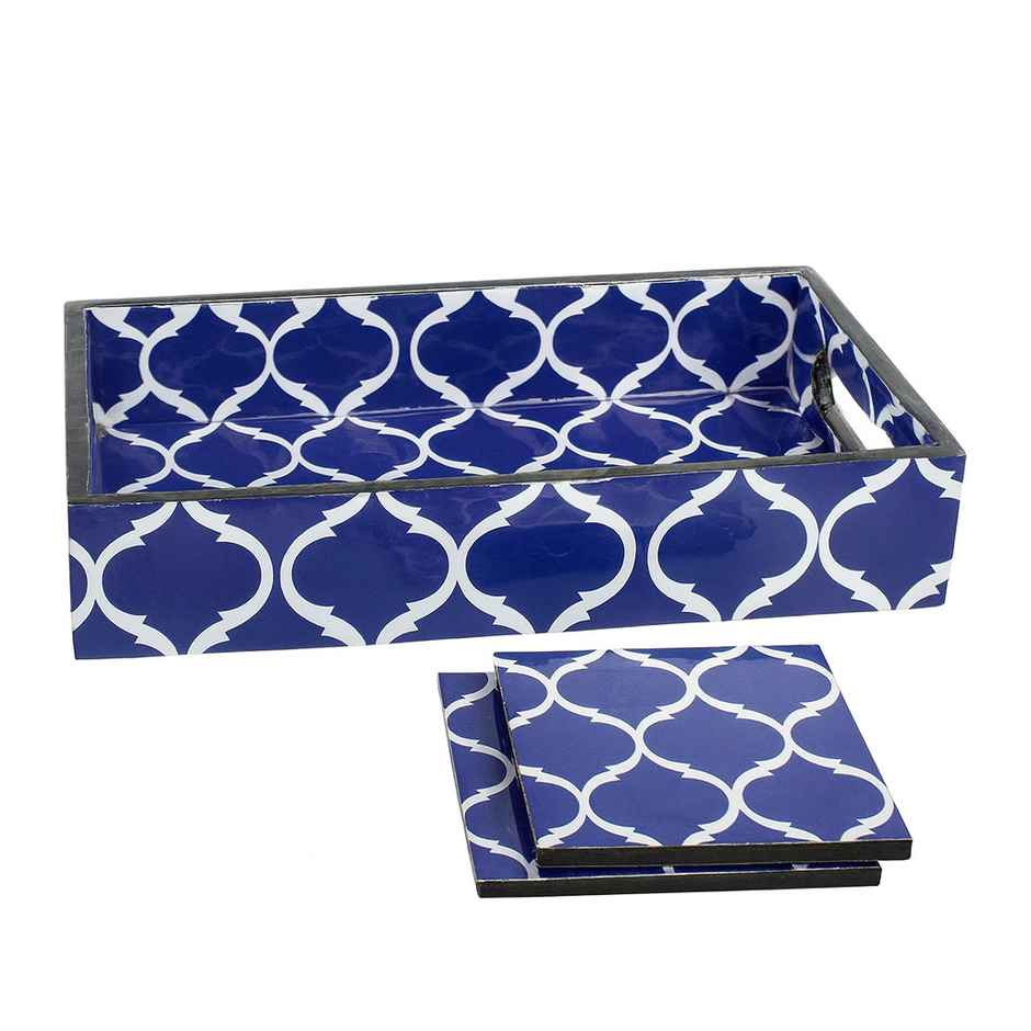 Sanjeev Kapoor By OGGN Mdf Meena Mugal Printed Tray - 10 x 6 with Coaster