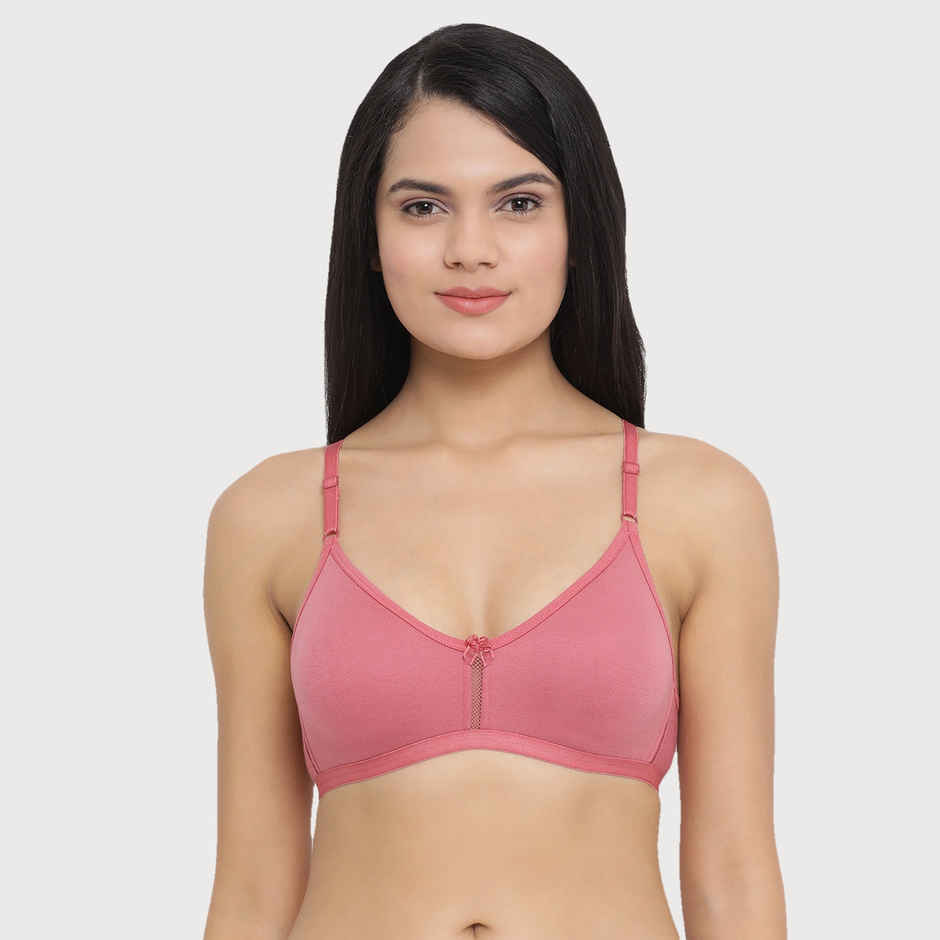 Clovia Non-Padded Non-Wired Full Coverage T-Shirt Bra - Beige, Light Pink | 36D
