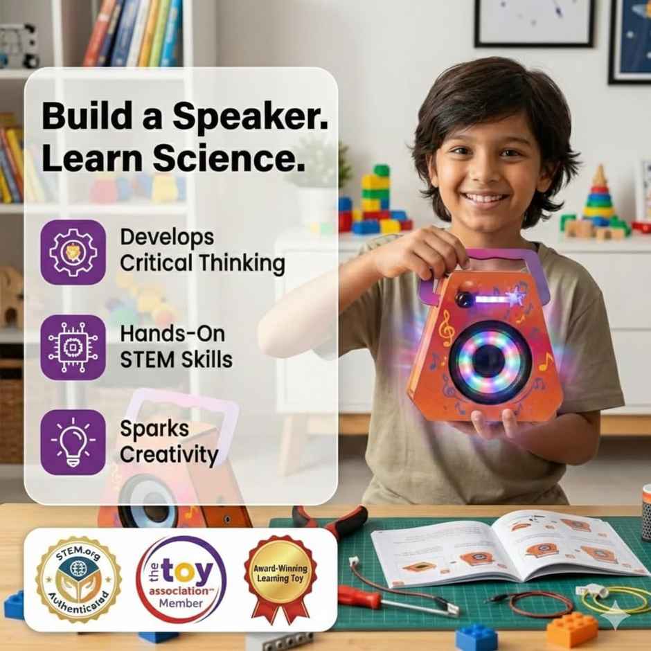 Physics Wallah DIY Karaoke Speaker Kit for Kids | STEM Educational Bluetooth Speaker with Mic