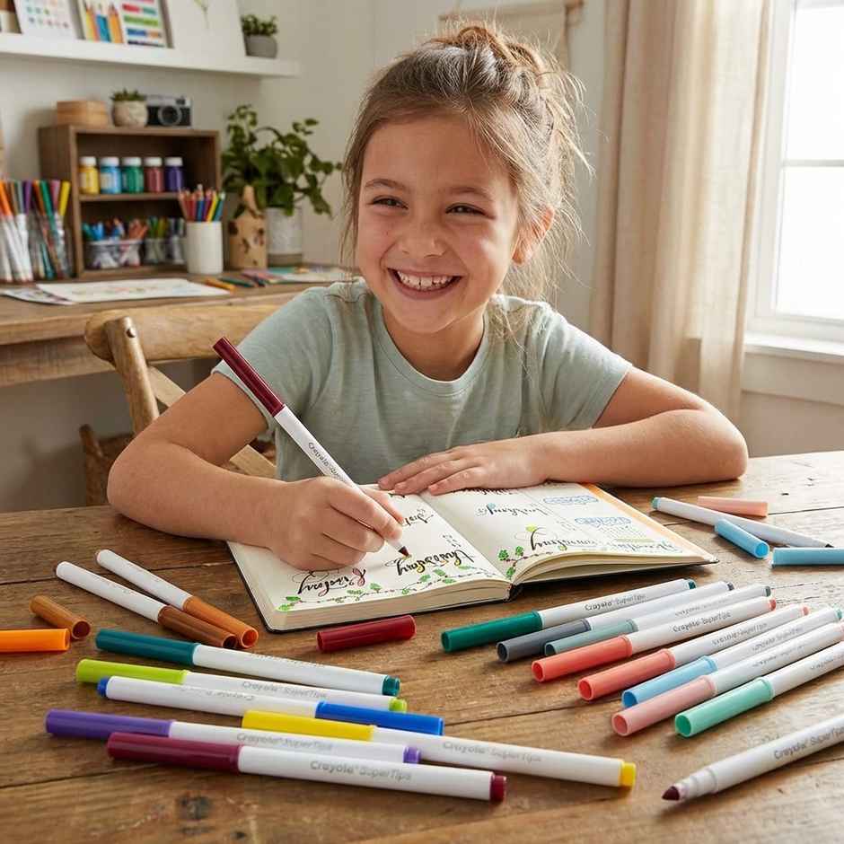 Crayola Super Tips Washable Markers|Fine & Broad Line Coloring Pens for Kids|School & Art