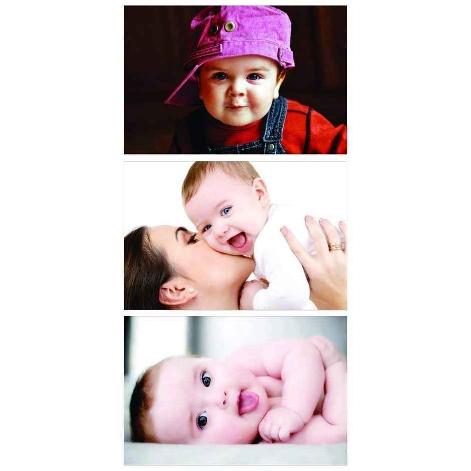 Paper Plane Design New Born Cute Baby Smiling Baby Wall Posters | Set Of 3 | Size 12 x 18 Inch- D62