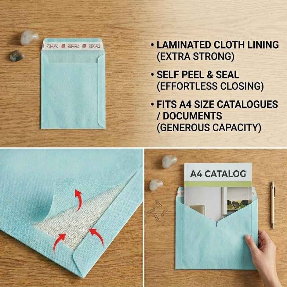 ABK Business Document Courier Envelope, Self Sealed, Laminated cloth lined Size A4 - 12"x10" (Pack Of 25)