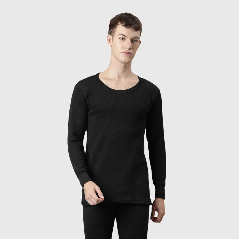 Rupa Thermocot Volcano Round Neck Full Sleeve Thermal Top For Men | Anthra Melange - XXL