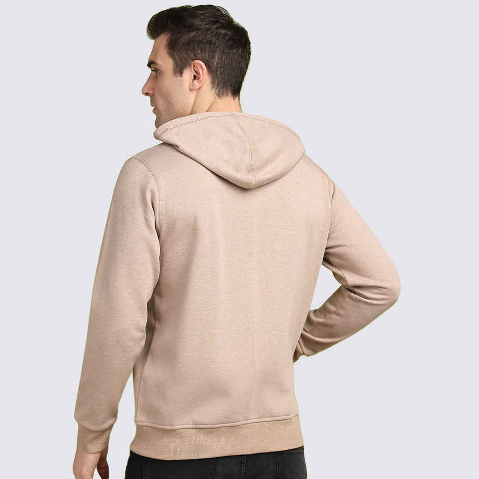 Alan Jones Clothing Men's Solid Zipper Hooded Sweatshirt | Biscuit - 2XL