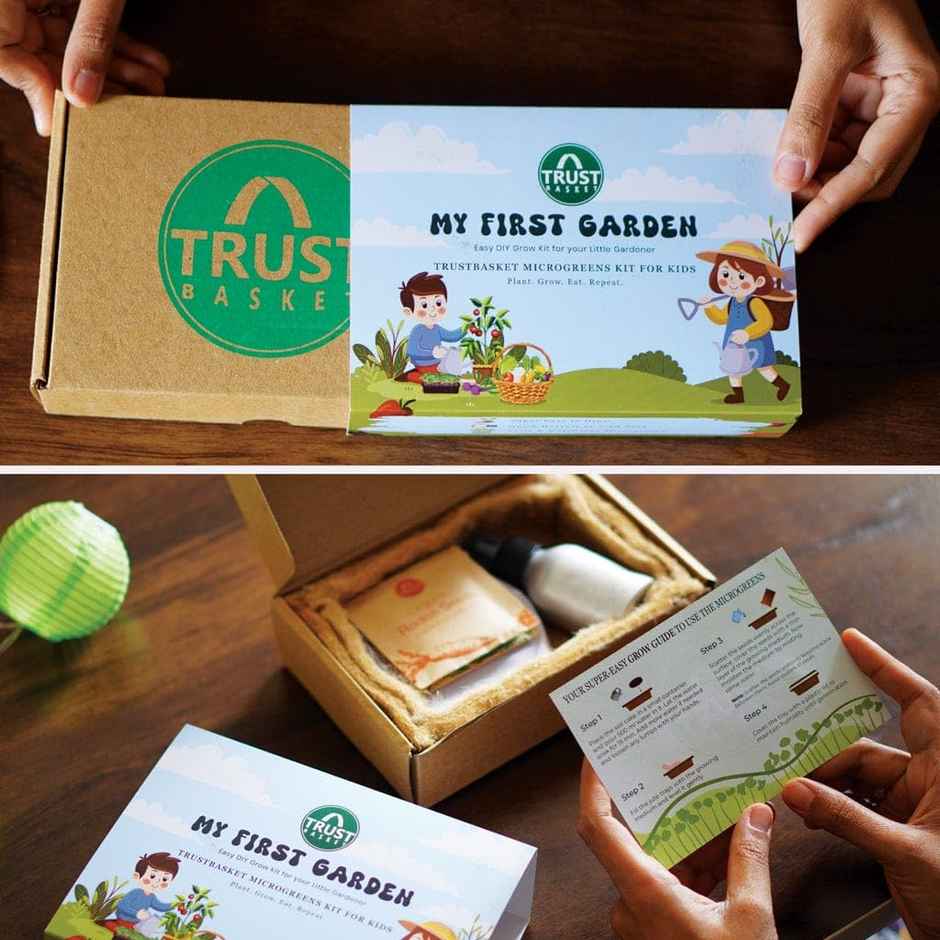 TrustBasket My First Garden Kit | Microgreens Gardening Starter Kit for Kids