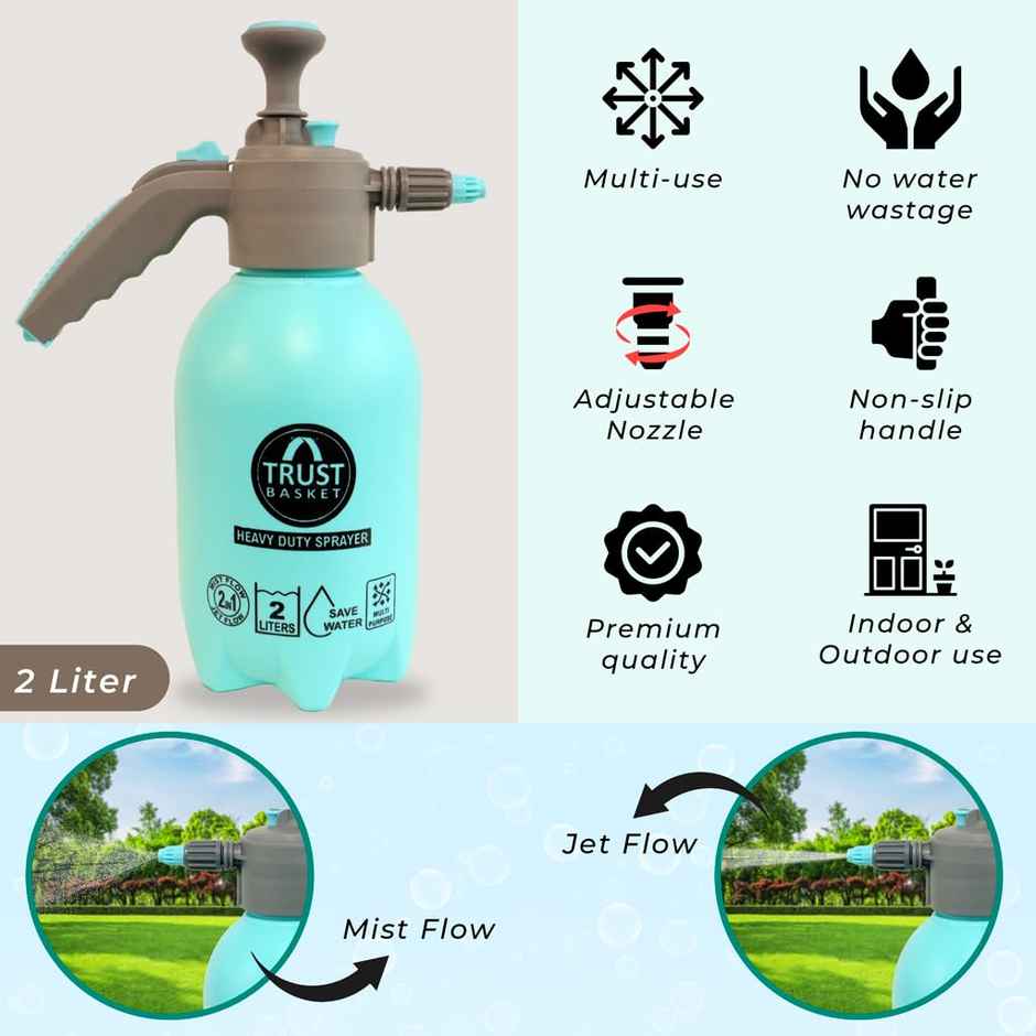 TrustBasket 2 L Pressure Sprayer | Garden Water Pump Spray Bottle for Plants - Blue