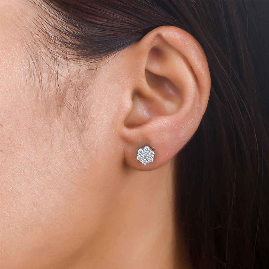 Voylla 925 Sterling Silver Cz Webbed Stud Earrings