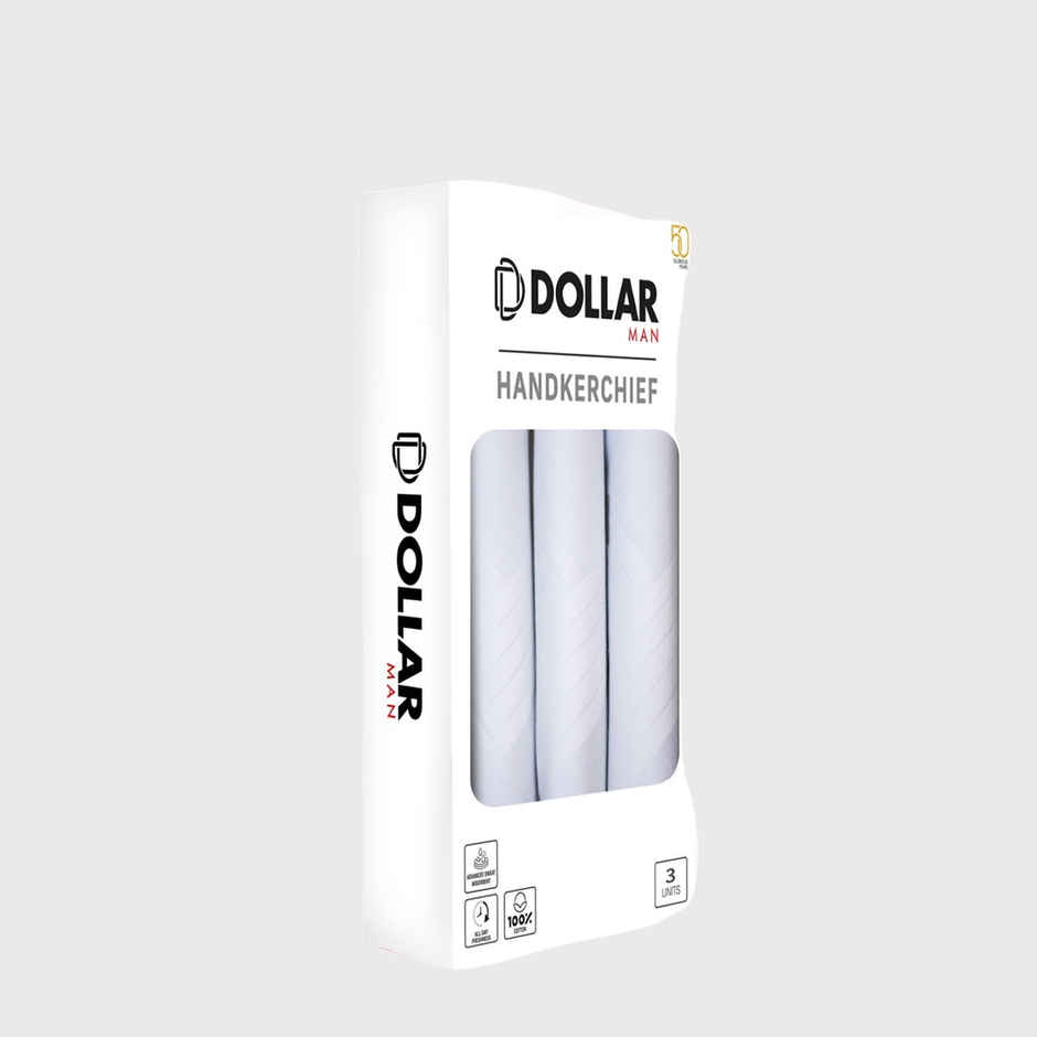 Dollar Men's Striped Cotton Handkerchief | White