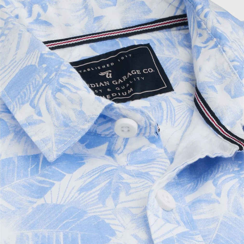 The Indian Garage Co Men's Slim Fit Abstract Print Casual Shirt | Blue - M