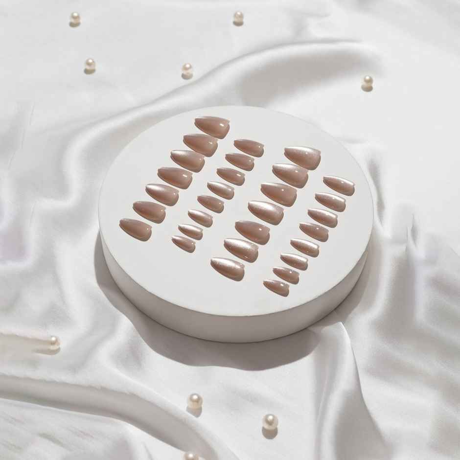 Pep Nails Cat Eye Medium Almond Nude Soft Gel Reusable Press On Nails 30 Nail Tips