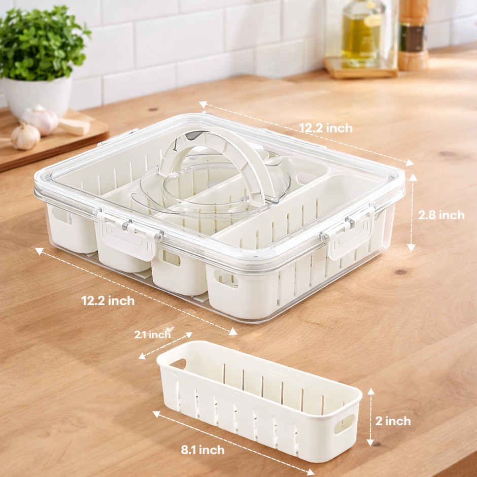 Zedak Divided Food Storage Box 4 Compartment with Clear Lock Lid - 1 pc