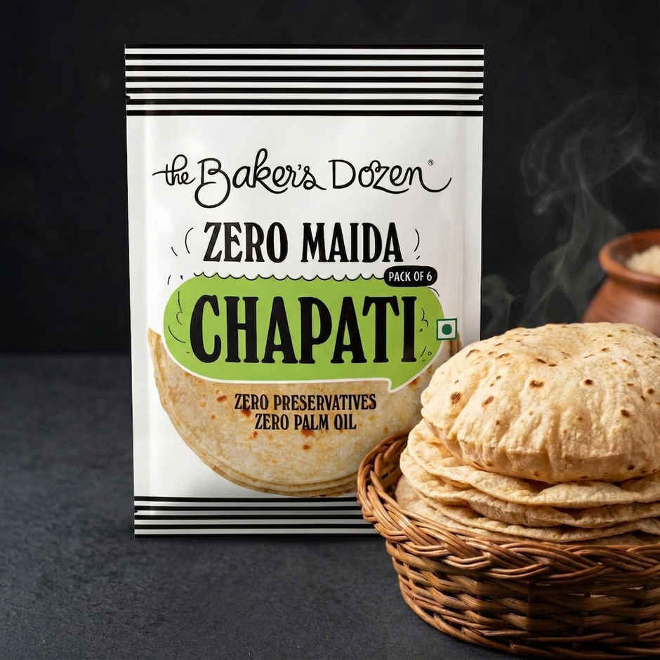 The Baker's Dozen Zero Maida Chapati | Ready to Eat | Ready to Cook | Wheat Roti | Clean Label