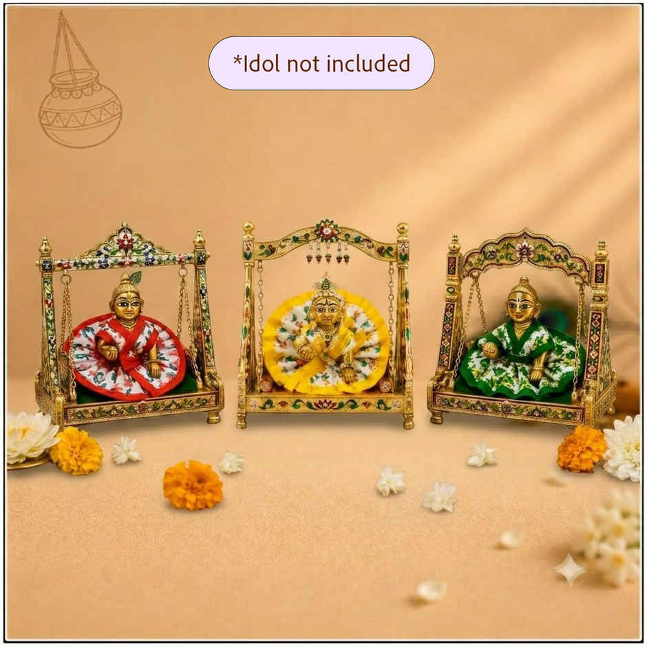 Gullak Laddu Gopal Bright Printed Gherdar Poshak | Assorted Colours | Size 4
