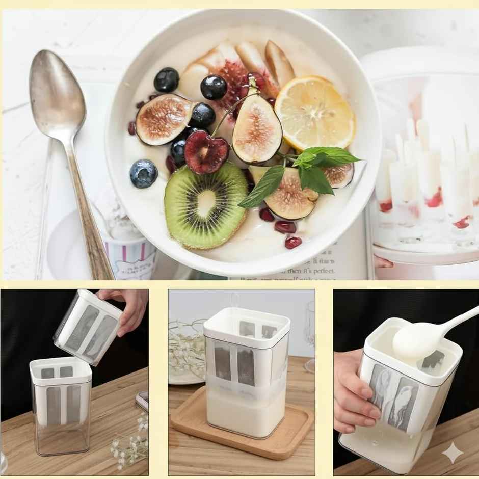 Daluci Greek Yogurt & Hung Curd Maker - 1.2 L | Mesh Strainer Box with Lid