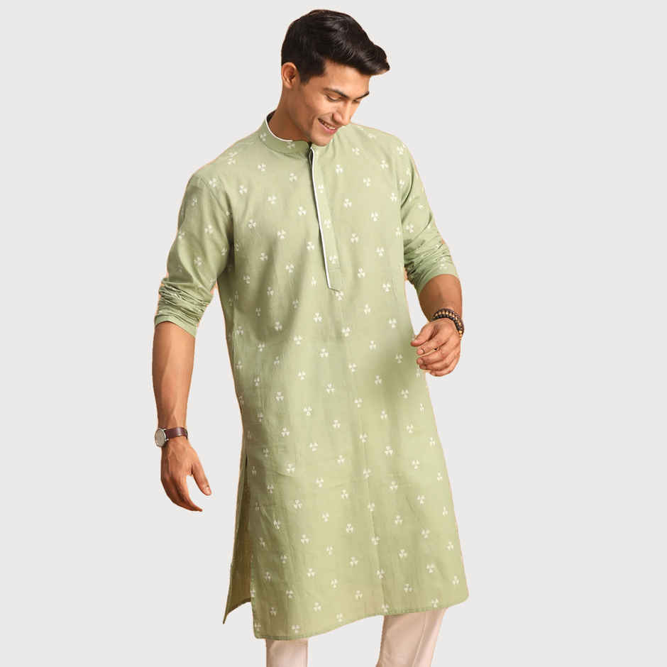 Vastramay Men's Cotton Kurta | Green - M