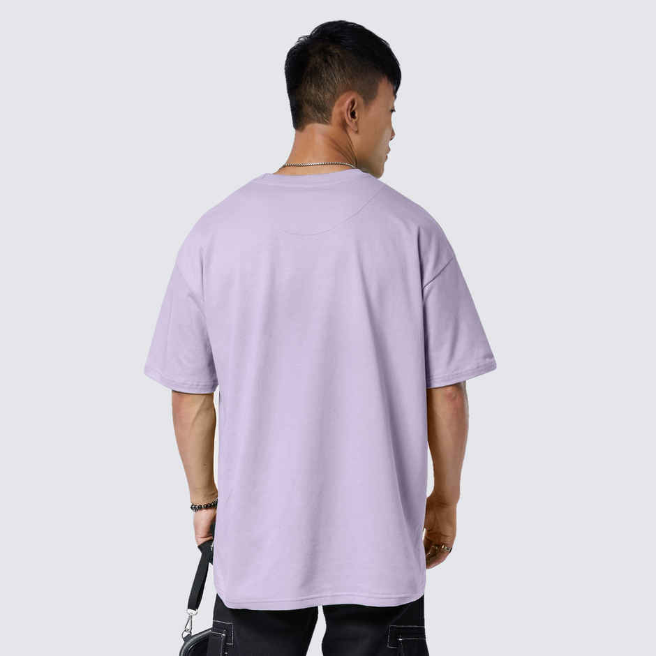 The Souled Store Men's Solids Oversized T-shirt | Lavender - M