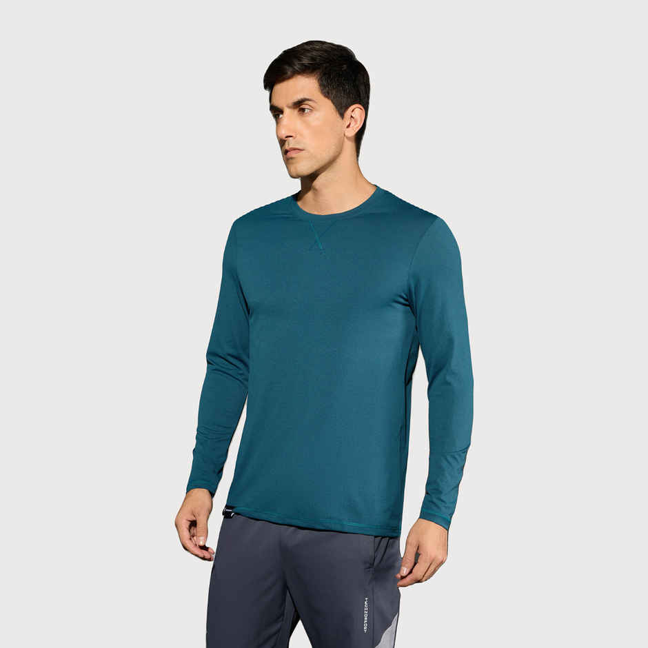 Technosport Men's Poly Solid Slim Fit Round Neck Full Sleeve Sports T-shirt | Gulf Coast - M