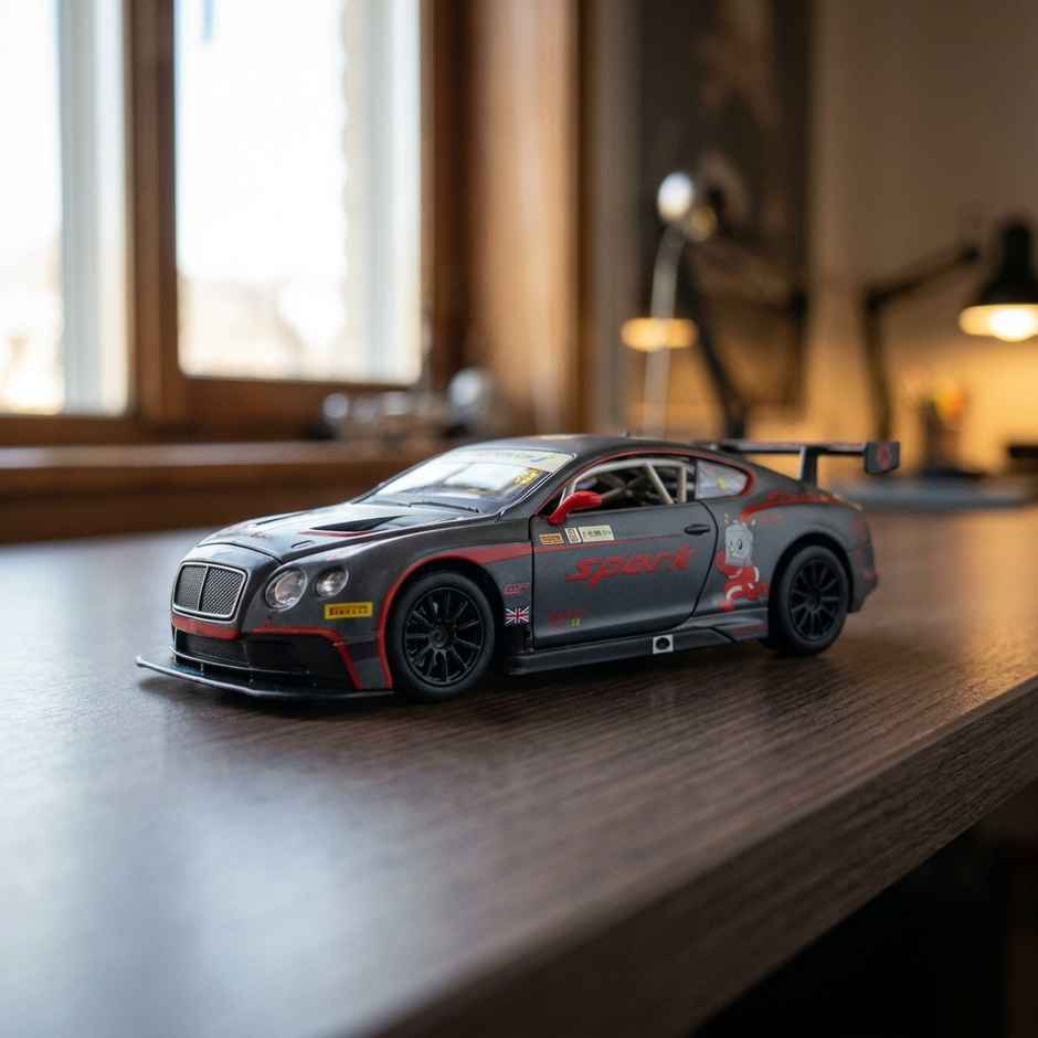 MSZ Licensed Bentley Continental GT3 Concept Diecast Model Car Black 1:24 Scale Collectible Toy
