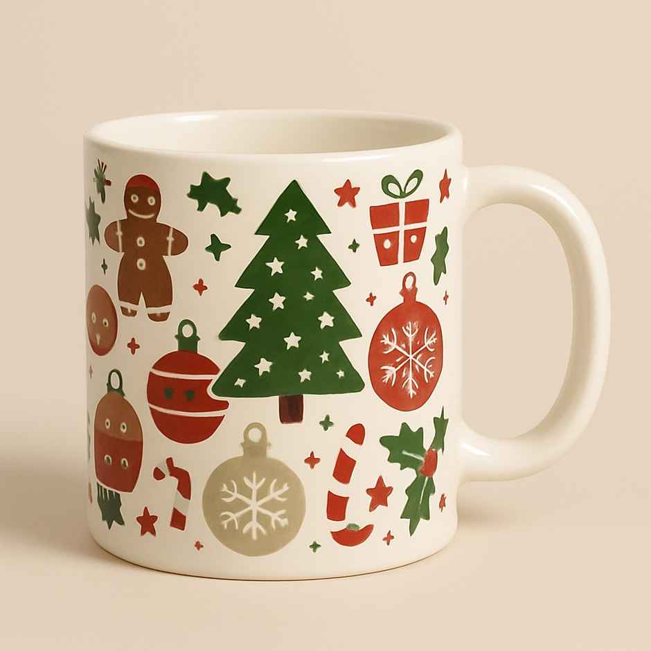 OGGN Gingerbread and Christmas Tree Printed Ceramic Coffee Ceramic Coffee Mug