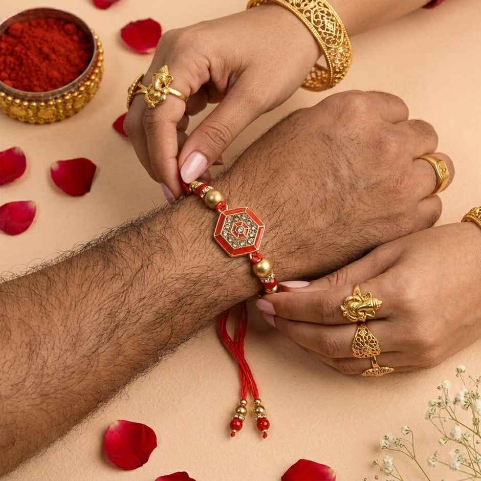Rakhi for Brother | Studded | Stone | Pack of 1 | Shree Rakhi