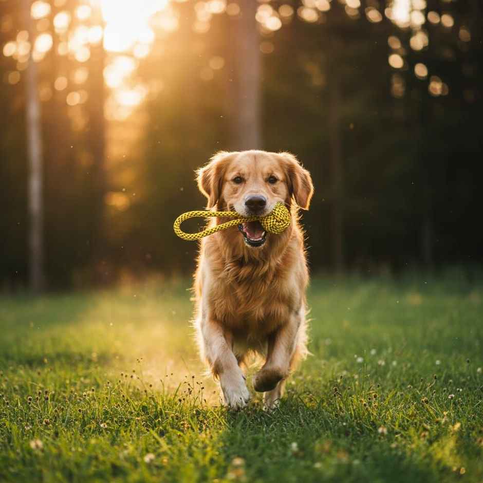Super Pet Rope Fetch Ball Dog Toy | Yellow