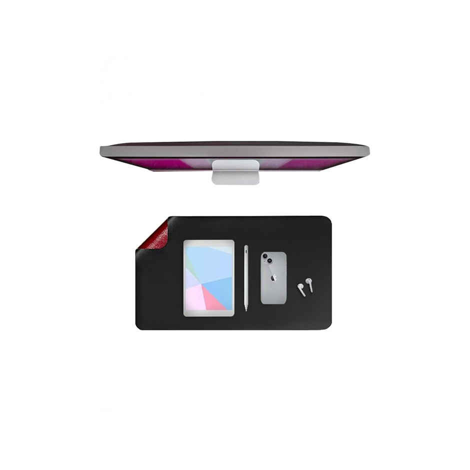 Dyazo PU Leather Desk Mat - Dual-Sided Waterproof Mouse Pad - 600 x 350mm - Black Red