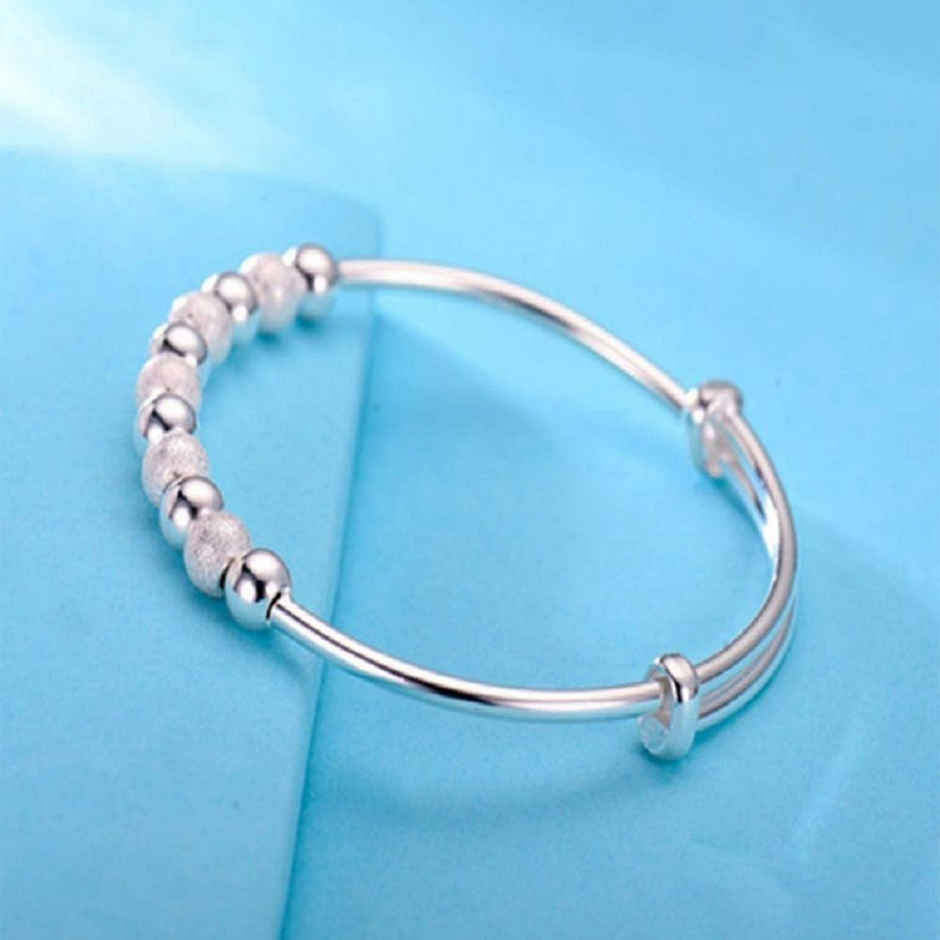 Fashion Frill Women's Bead Bracelet Silver Adjustable