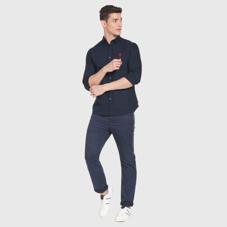 U.S. Polo Assn. Men's Solid Slim Fit Shirt | Navy - 39
