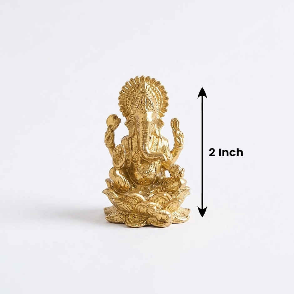 Lord Ganesha Idol | 2 Inch | Brass | Svasti