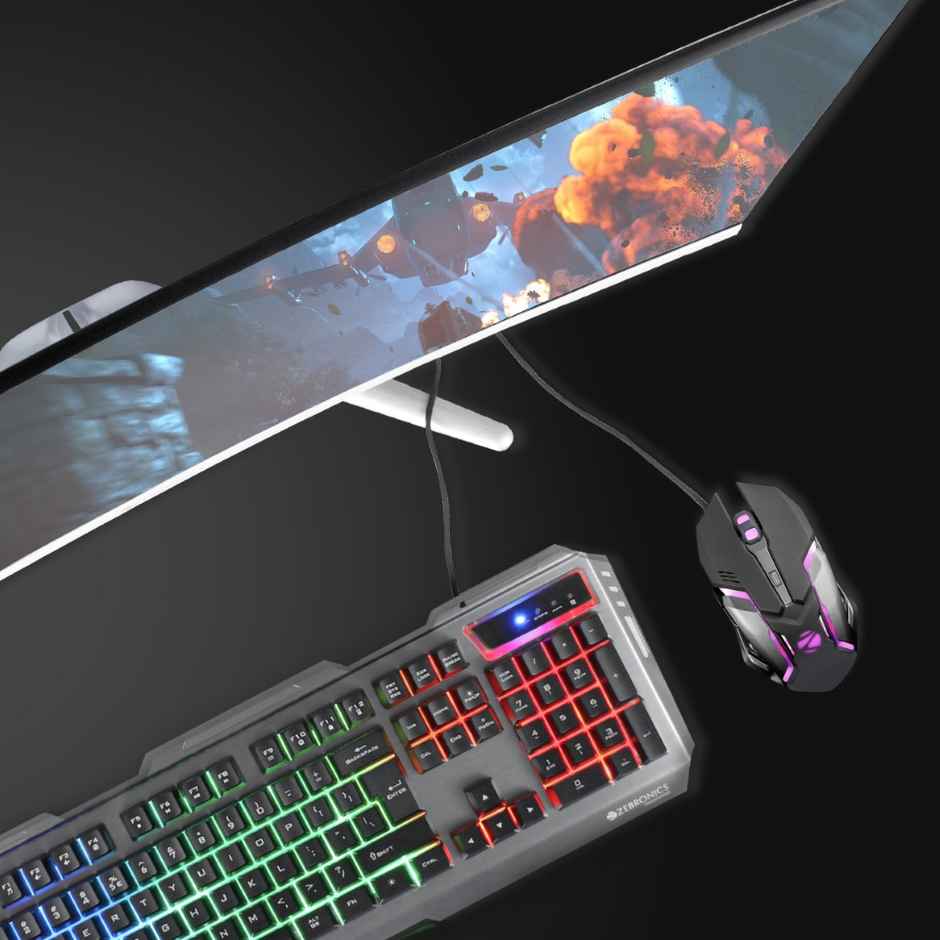 Zebronics Transformer Gaming Keyboard & Mouse Combo Mouse With 6 Buttons Led Lights 3200Dpi Black
