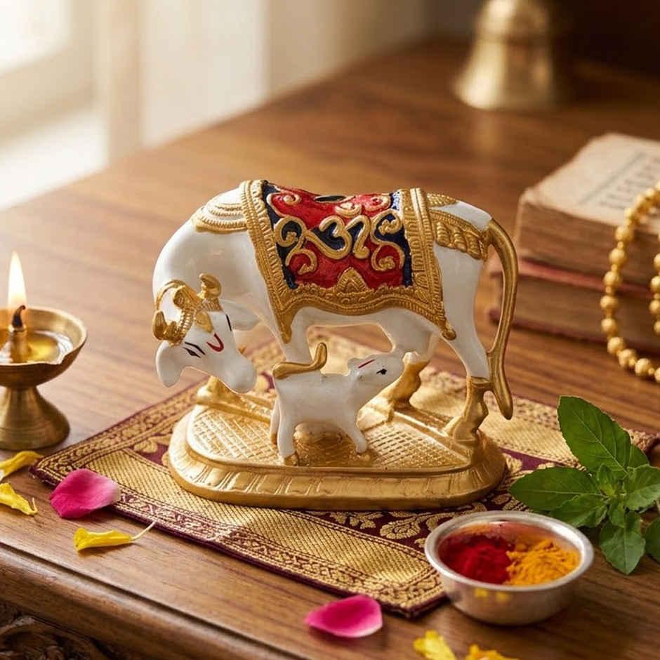 Kamdhenu Cow with Calf Idol | Satvik