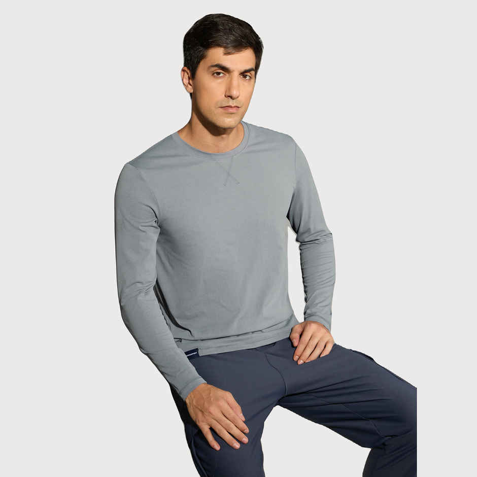 Technosport Men's Poly Solid Slim Fit Round Neck Full Sleeve Sports T-shirt | Turbulence - XL