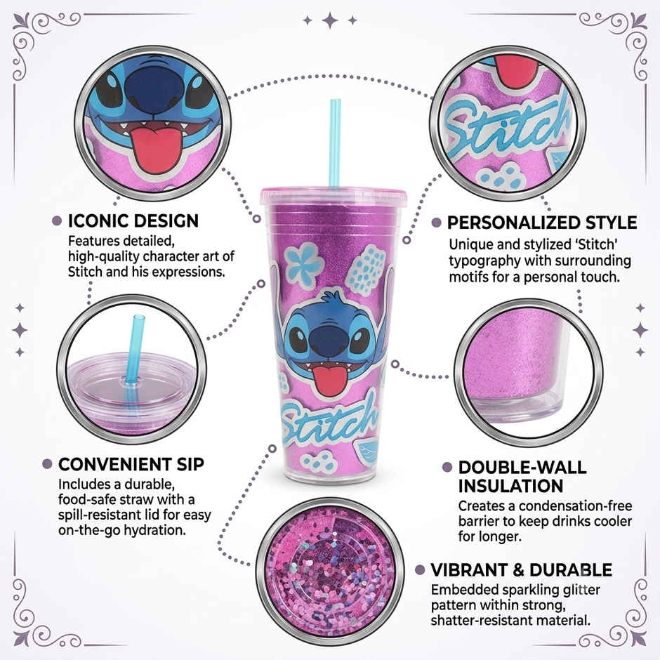 Striders Young Adult Fashion Straw Tumbler Stitch | 685 ml