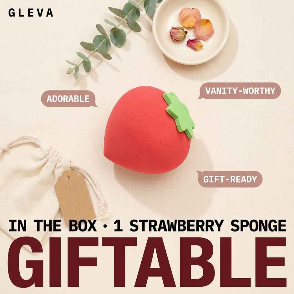 Gleva Strawberry Makeup Sponge Beauty Powder Puff for Foundation Concealer Blending | Pink