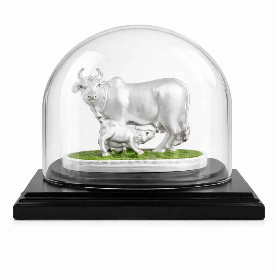 Pure Silver Cow and Calf Silver Idols for Home Temple | 4 gm | PNG Jewellers
