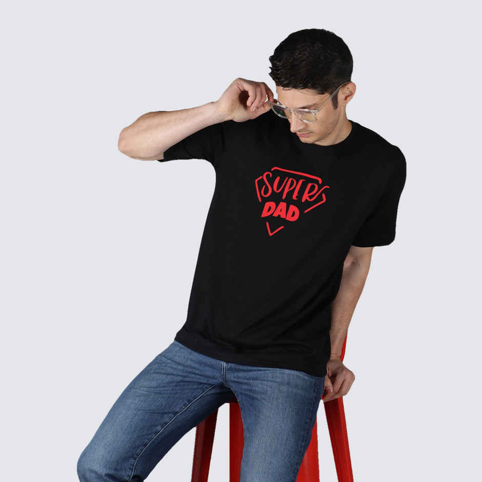 Inkfested Men's Super Dad Round Neck T-shirt | Black - L