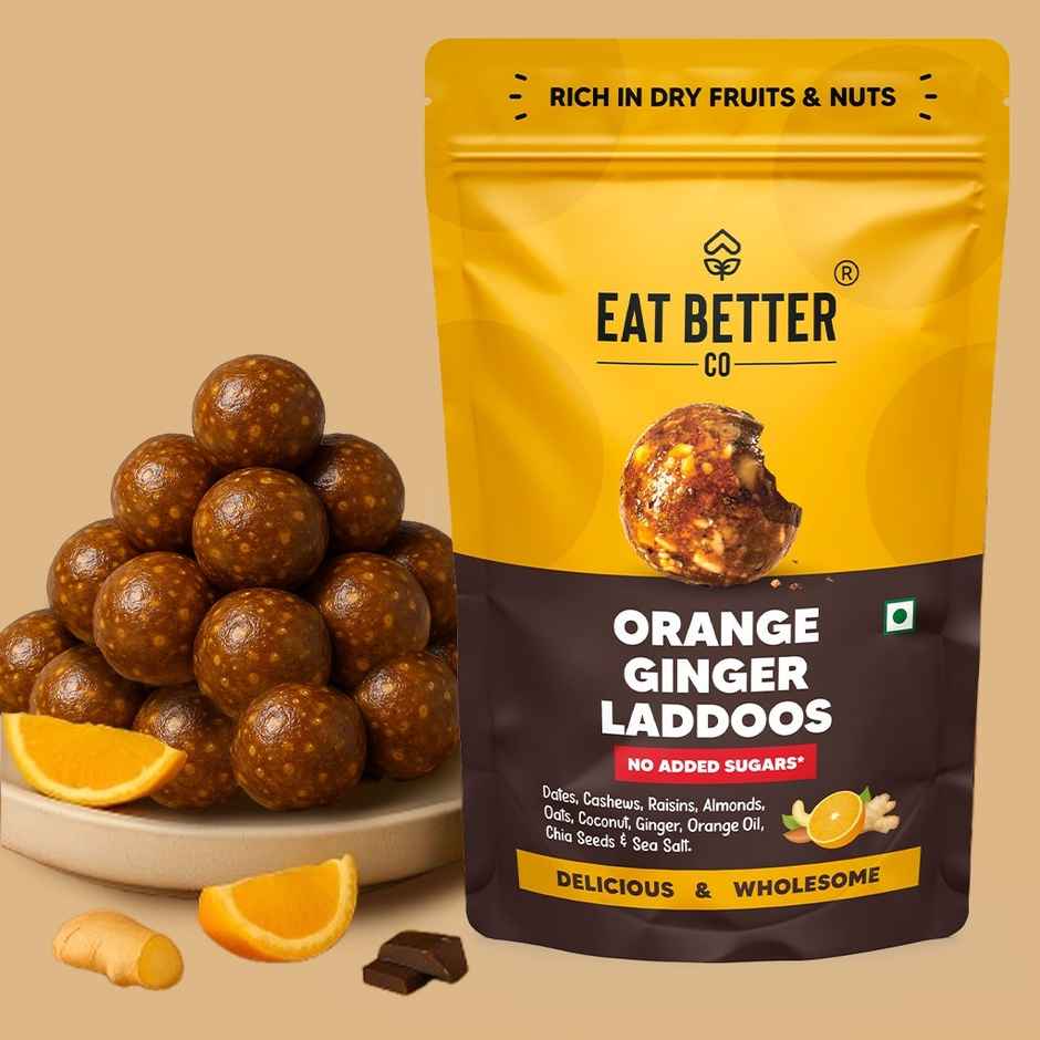 Eat Better Co Orange & Ginger Laddoos | No Added Sugar | High Protein | Truly Natural