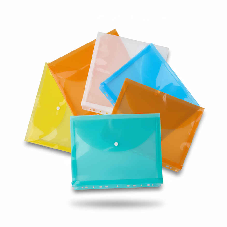 Saya Punched Document Wallet - Transparent A4 Portfolio Case for Documents | Assorted