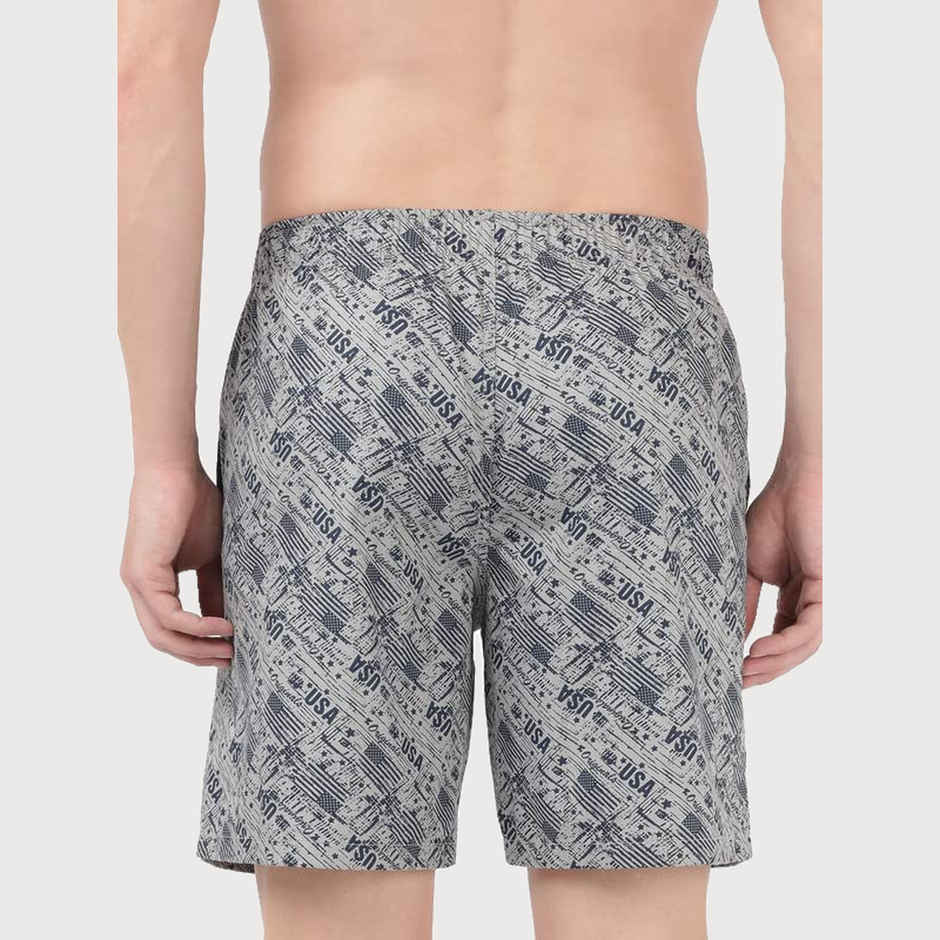Jockey US57 Men's Combed Cotton Woven Printed Underwear Boxer Short-Side Pocket | PO2 | Navy-Brick Red - M