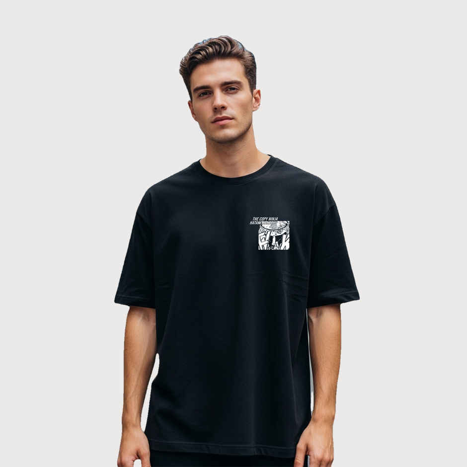 BENNY BROOKS Men's Round Neck half sleeve Oversized T-shirt |AA(ARN)BLACK132 | Black - XL