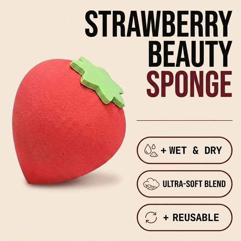 Gleva Strawberry Makeup Sponge Beauty Powder Puff for Foundation Concealer Blending | Pink