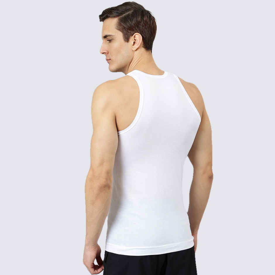 Dollar Bigboss Men's White Solid Combed Cotton Shrinkless Vest | Pack Of 2 White - XL